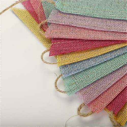 Burlap Pennant Garland Multicolored 48 pcs 1