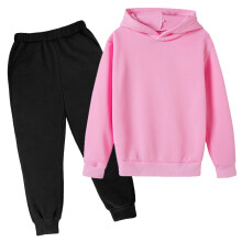 Drengesæt med 2 dele, sweatshirt og joggingsæt, ensfarvet