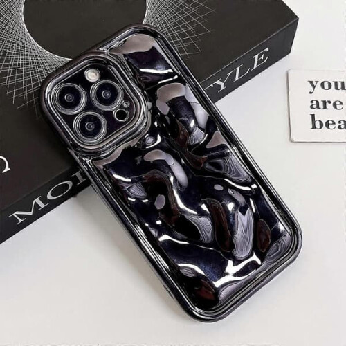 Συμβατή με θήκη τηλεφώνου Electroplated Meteorite TPU Texture - WELLNGS Black για συμβατότητα με iPhone 1
