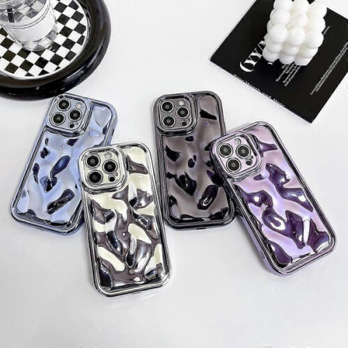 Συμβατή με θήκη τηλεφώνου Electroplated Meteorite TPU Texture - WELLNGS Black για συμβατότητα με iPhone 2