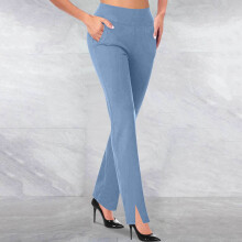 Damen-Anzughose, lässige Stretchhose mit Taschen