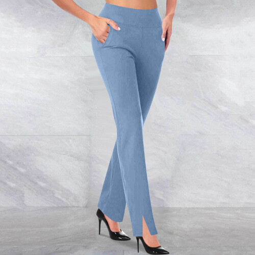 Damen-Anzughose, lässige Stretchhose mit Taschen