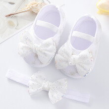 YOUSNH Babyschuhe mit weicher Sohle, Prinzessinnenstil, weiß, Größe 4