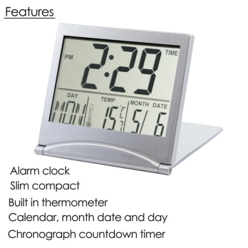 LCD desk clock with temperature display 2