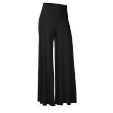 Schwarze Damen-Business-Casual-Hose mit weitem Bein und hohem Bund