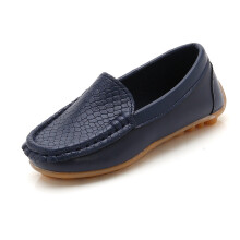 Zapatos tipo mocasín suaves para niños pequeños, color azul oscuro, talla 31.