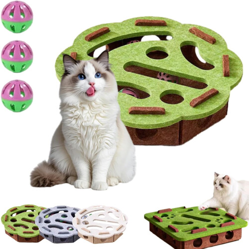 Cat Scratch Puzzle Enrichment Box with 3 Balls