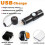 UV Flashlight 395nm USB Rechargeable Black 2