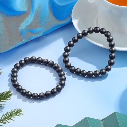 Shungite Bracelet 8mm Beads Elastic Crystal Energy 2