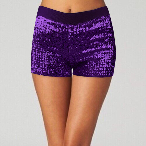 Dame pailletterede disco shorts stretch jazz mini shorts