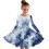 Mädchen-Herbstkleid, langärmelig, Batikmuster, A-Linie, Dunkelgrau 1