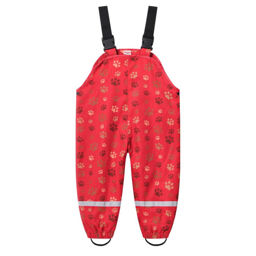 Rode regenbroek en softshell overall voor kinderen
