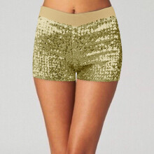 Dame pailletteret disco shorts guld L