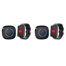 2X Wireless Watch Button Pager Emergency SOS Pager Emergency Call Button US Plug Black