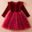 Winterprinzessinnenkleid für Mädchen, rot, mit Mesh-Patchwork, langärmelig 1