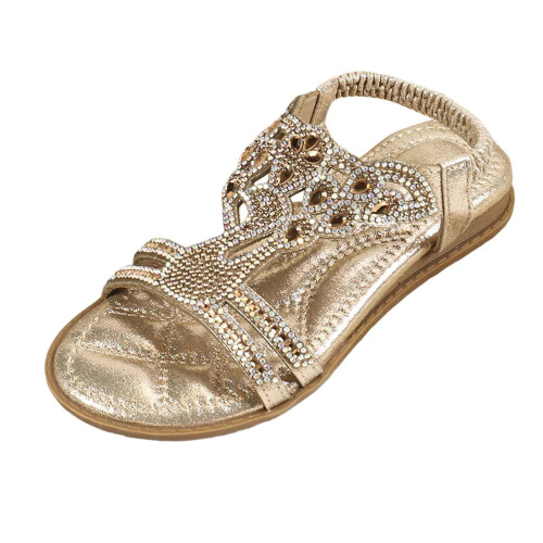 Sandálias de princesa para meninas com strass e tornozelo elástico.