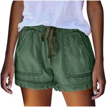 Dames sommershorts med høy midje og snøring