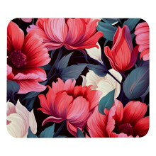 Muismat met bloemenmotief en rubberen onderkant (1 stuk)