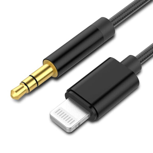 Cavo/adattatore da Lightning a AUX da 3,5 mm per auto, nero, confezione da 2,2 m 1