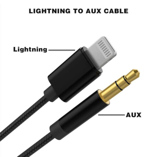 Cavo/adattatore da Lightning a AUX da 3,5 mm per auto, nero, confezione da 2,2 m 2