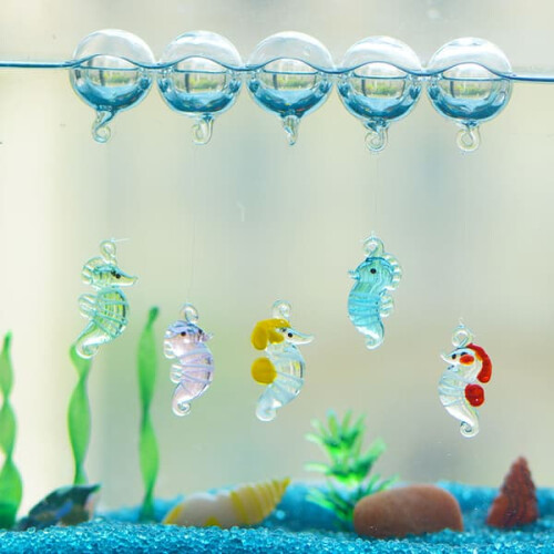 Floating seahorse aquarium decoration green 1