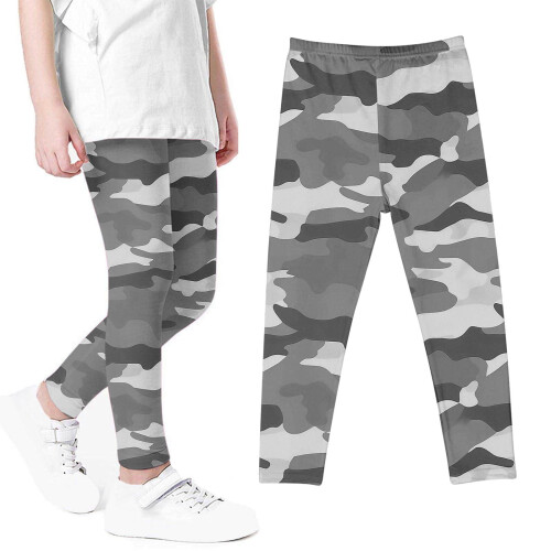 Piger camouflage leggings højtaljede, elastiske, bløde, grå6 1