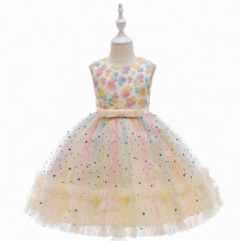 Beiges, ärmelloses Tüll-Prinzessinnenkleid für Mädchen, Größe 8-9