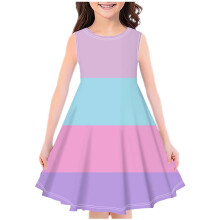 Ärmelloses Sommerkleid für Mädchen mit Karomuster und Blumenmuster