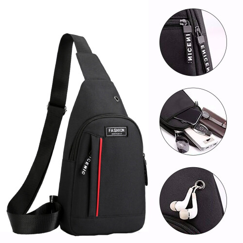 Vandtæt crossbody-taske til mænd, sort, 1 stk. 2