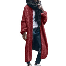 Damen-Cardigan, bordeauxrot, einfarbig, Oversize-Strick
