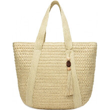 Sac cabas de plage en paille tressée style bohème pour femme, grand format