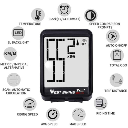 Wireless bike computer with large digital display 1