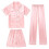 Mädchen-Pyjama-Set aus Seidensatin, kurzärmelig, leicht 1