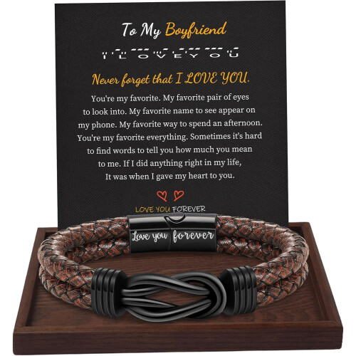 Pulseira masculina trançada em couro marrom (1 peça)