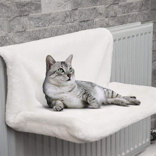 Hanging Cat Bed Iron Frame White Lambswool 1pc 2
