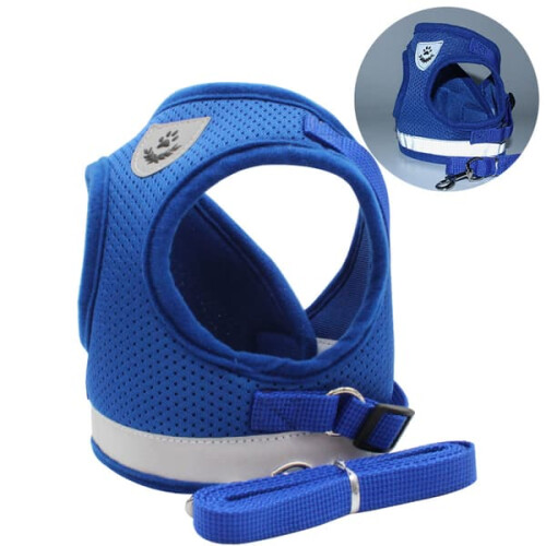 Dog harness vest reflective breathable blue XS 1