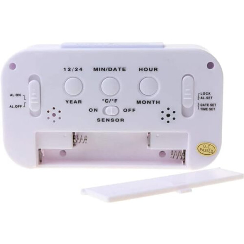 LED Digital Alarm Clock Battery Operated White 1