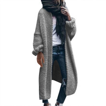 Damen-Cardigan, einfarbig, grau, Oversize