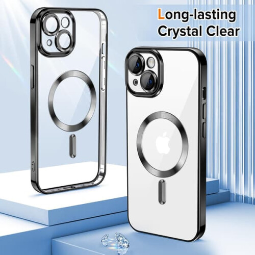 iPhone 15 case metallic magnetic slim silver 1