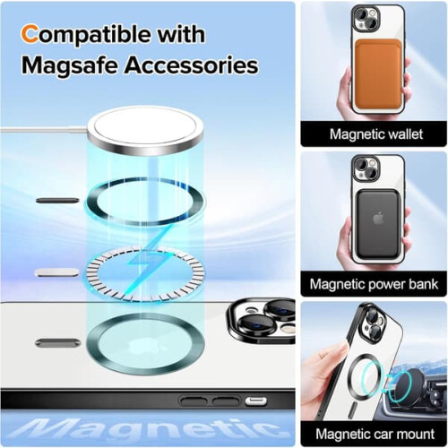 iPhone 15 case metallic magnetic slim silver 2