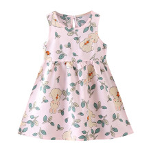 Mädchen Baumwoll-Sonnenkleid mit Blumenmuster, hellrosa