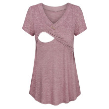 Top premaman e allattamento con scollo a V e maniche corte, rosa, taglia M
