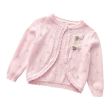 Roze kort vestje voor meisjes met knoopjes en