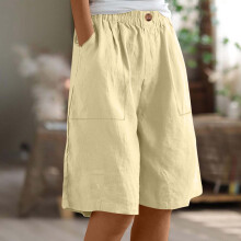 Dam enfärgade halvshorts med resår i midjan