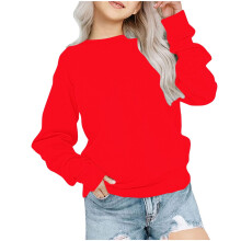 Kindersweatshirt met ronde hals, effen rood, lange mouwen