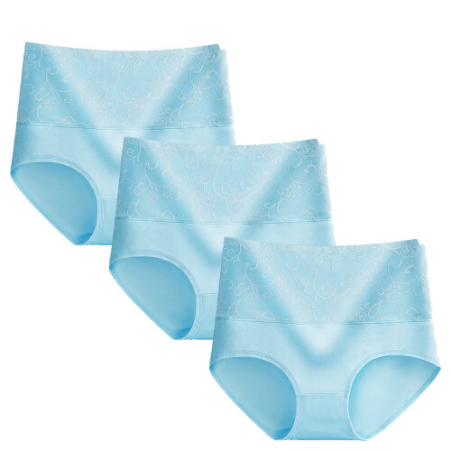 Damen-Baumwollslips mit hohem Bund, 3er-Pack, Hellblau, Größe 4XL