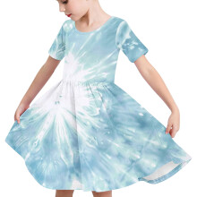 Kurzarm-Skaterkleid für Kleinkinder, Mädchen, Farbverlauf-Tie-Dye