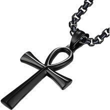Rolo Chain Ankh Kors Halskæde 16-24in 316L Rustfrit Stål