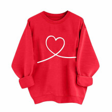 Felpa girocollo da donna a maniche lunghe con stampa "Love" rossa