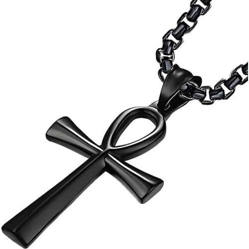 Κολιέ με σταυρό Rolo Chain Ankh 16-24 ίντσες από ανοξείδωτο ατσάλι 316L